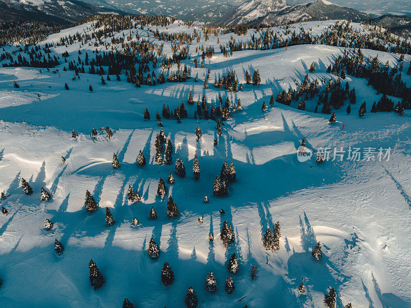 Velika Planina高原美丽的雪景